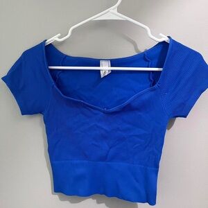 Women's Blue Ribbed Top